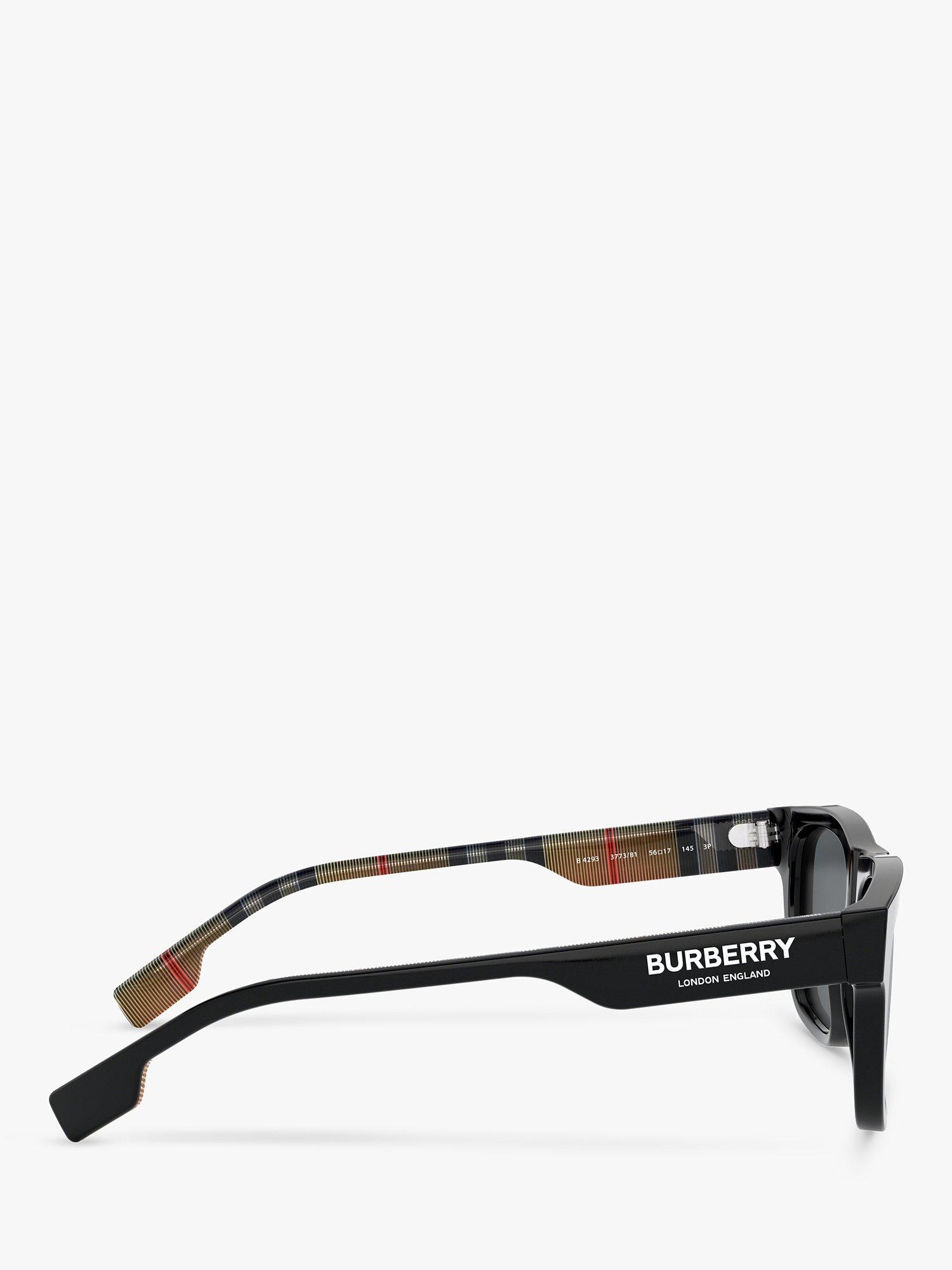 Product image 10 of 11, which shows Burberry BE4293 Men's Polarised Square Sunglasses, Black/Grey