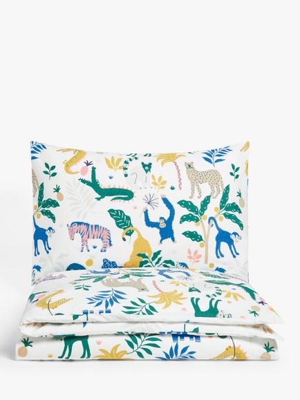 John Lewis Easy Care Jungle Boogie Reversible Duvet Cover and Pillowcase Set, Multi