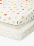 John Lewis ANYDAY Happy Faces Print Cotton Infant Fitted Sheet, Pack of 2