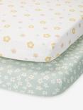 John Lewis Ditsy Daisy Print Cotton Infant Fitted Sheet, Pack of 2