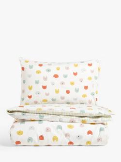 John Lewis Happy Faces Reversible Toddler Pure Cotton Duvet Cover & Pillowcase Set - view 2, Multi