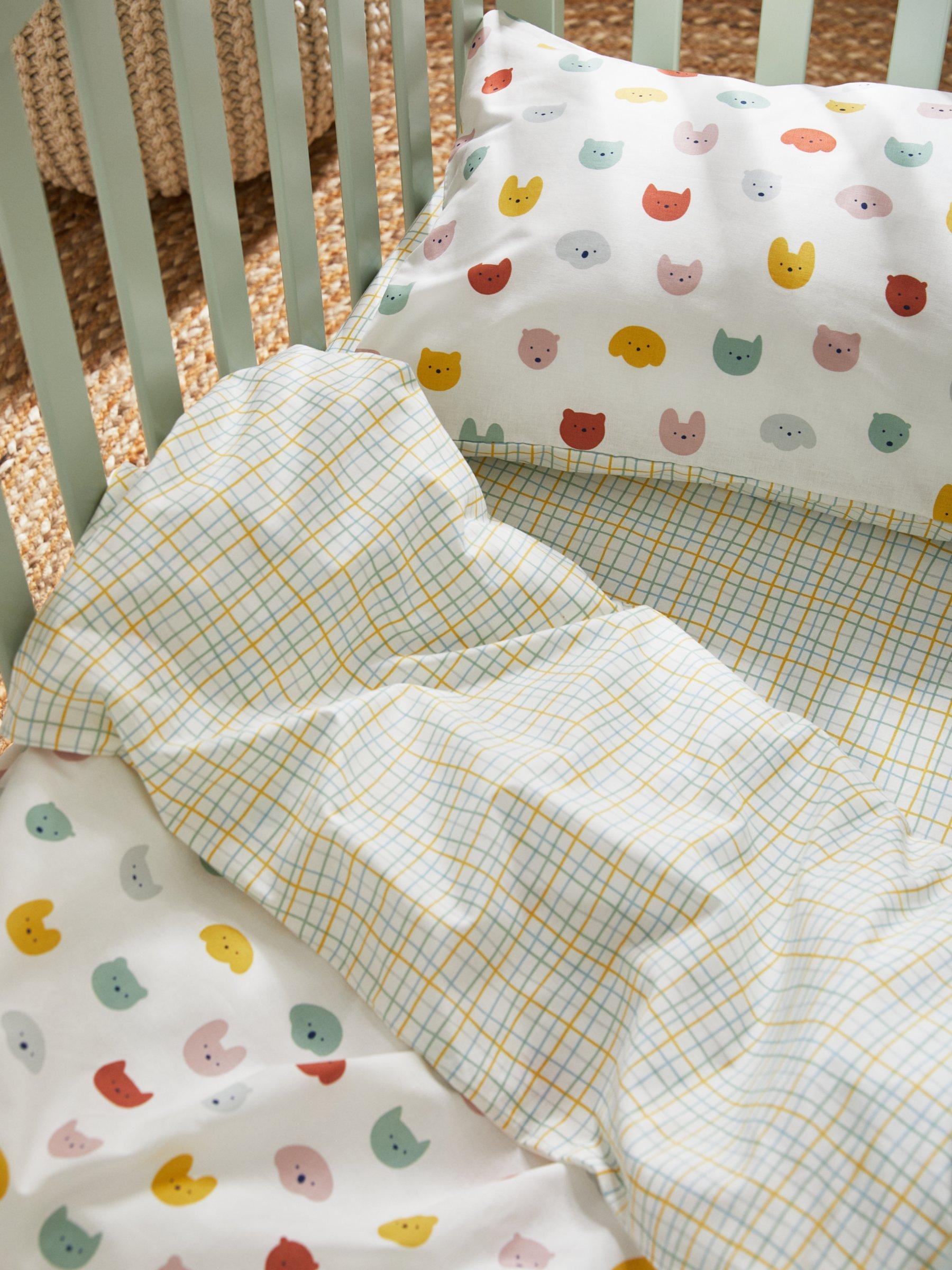 John Lewis ANYDAY Happy Faces Reversible Toddler Pure Cotton Duvet Cover Pillowcase Set