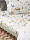 John Lewis Happy Houses Print Cotton Infant Fitted Sheet, Pack of 2