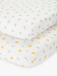 John Lewis Night & Day Print Fitted Cotton Baby Sheet, Pack of 2