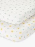 John Lewis ANYDAY Night & Day Print Fitted Cotton Baby Sheet, Pack of 2