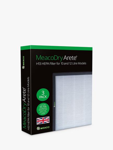 Meaco Arete® 10L/12L HEPA Filters, Pack of 3, White