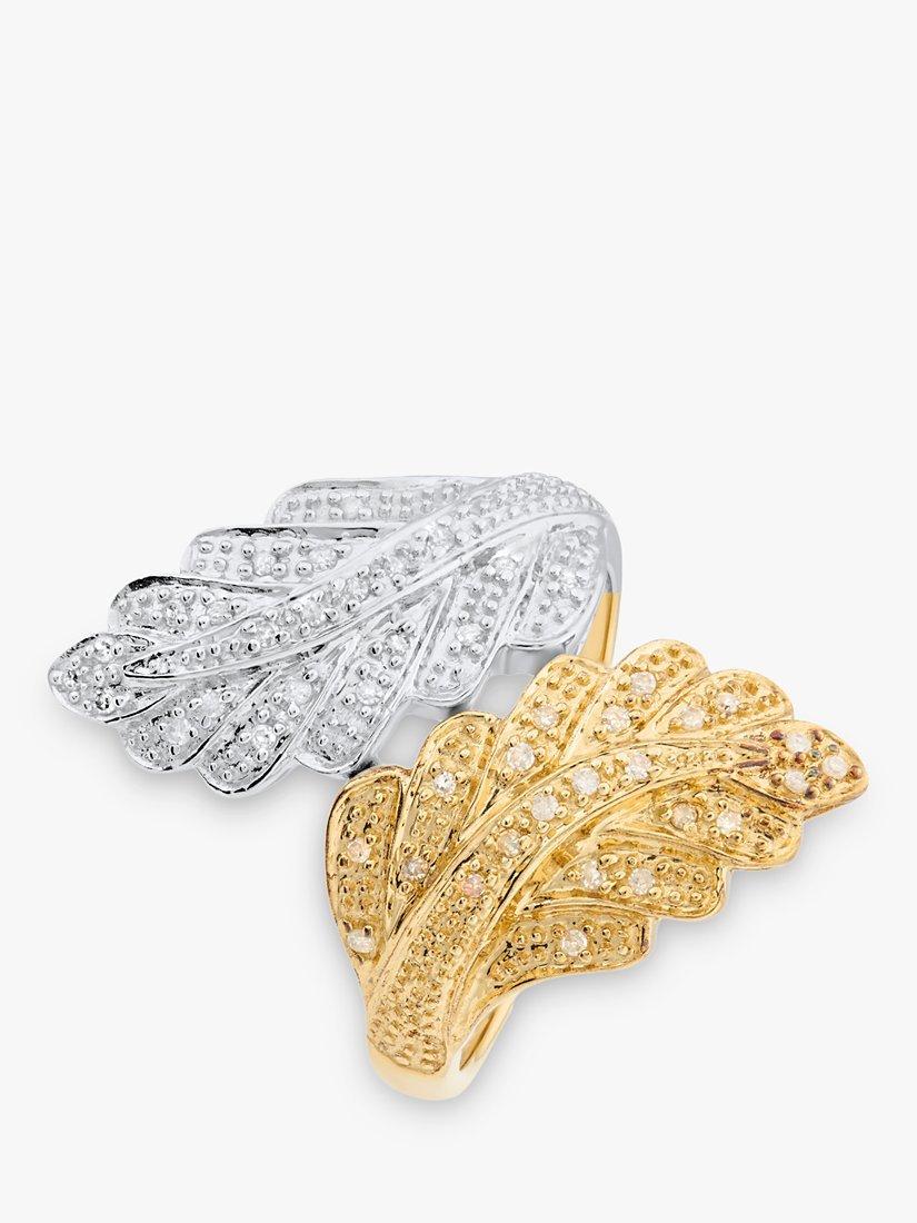L & T Heirlooms Pre-Loved Gold & Rhodium Plated Two-Tone Leaf Ring