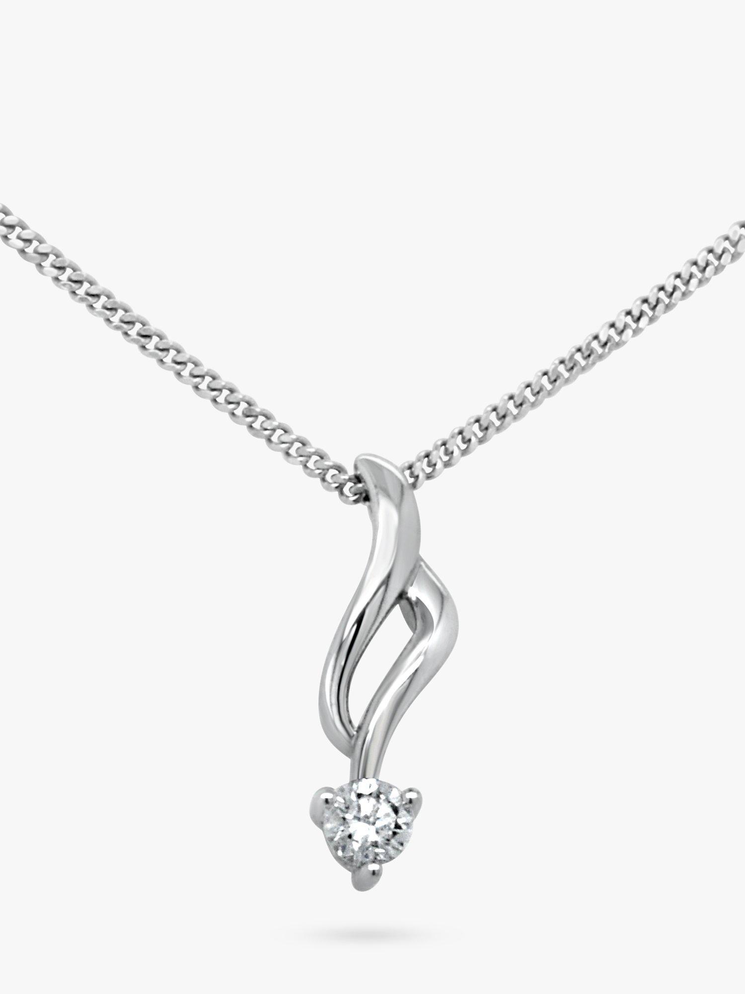 Product image 1 of 2, which shows Milton & Humble Jewellery Pre-Loved 18ct White Gold Solitaire Diamond Twist Pendant Necklace