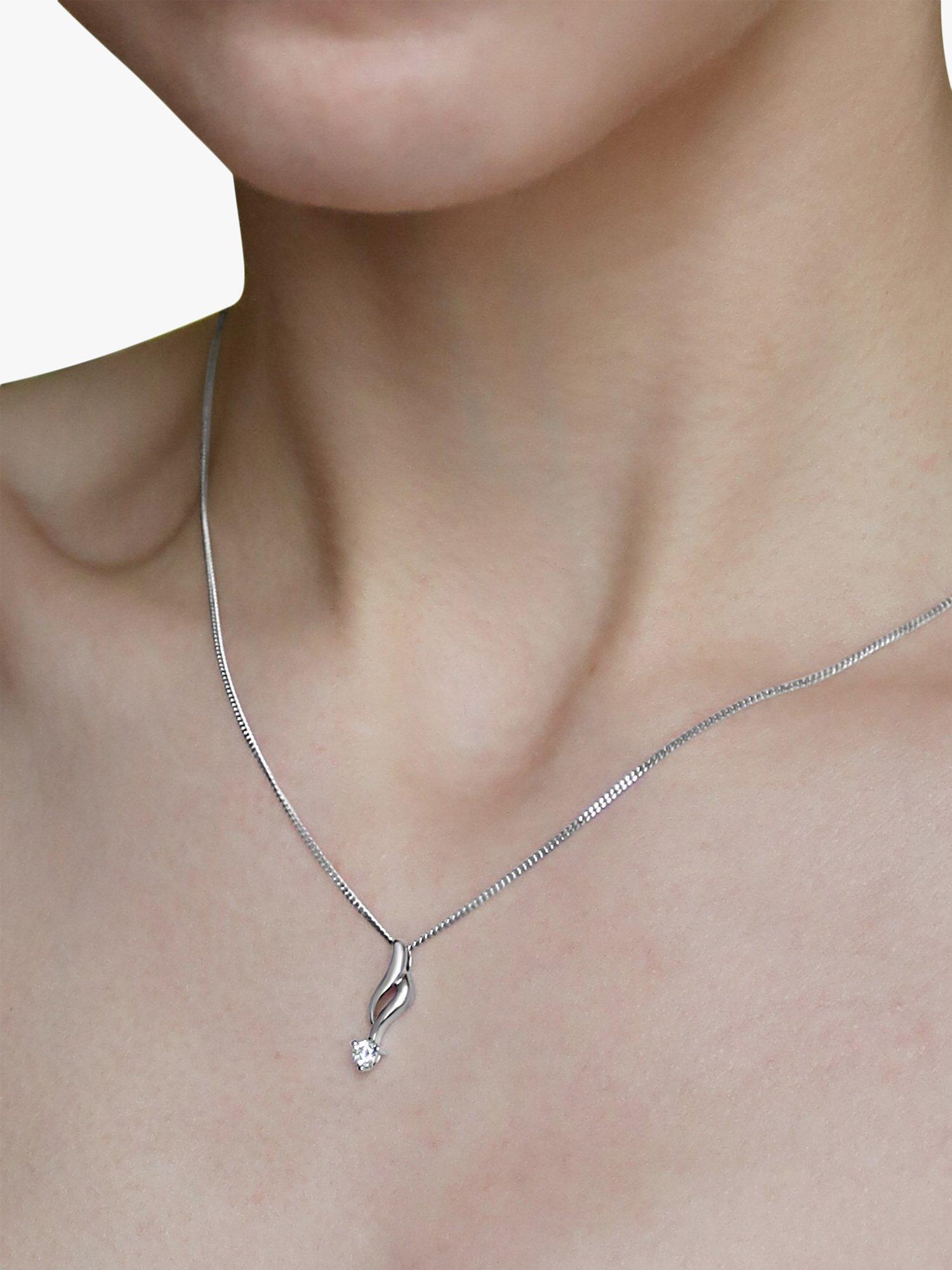 Product image 2 of 2, which shows Milton & Humble Jewellery Pre-Loved 18ct White Gold Solitaire Diamond Twist Pendant Necklace