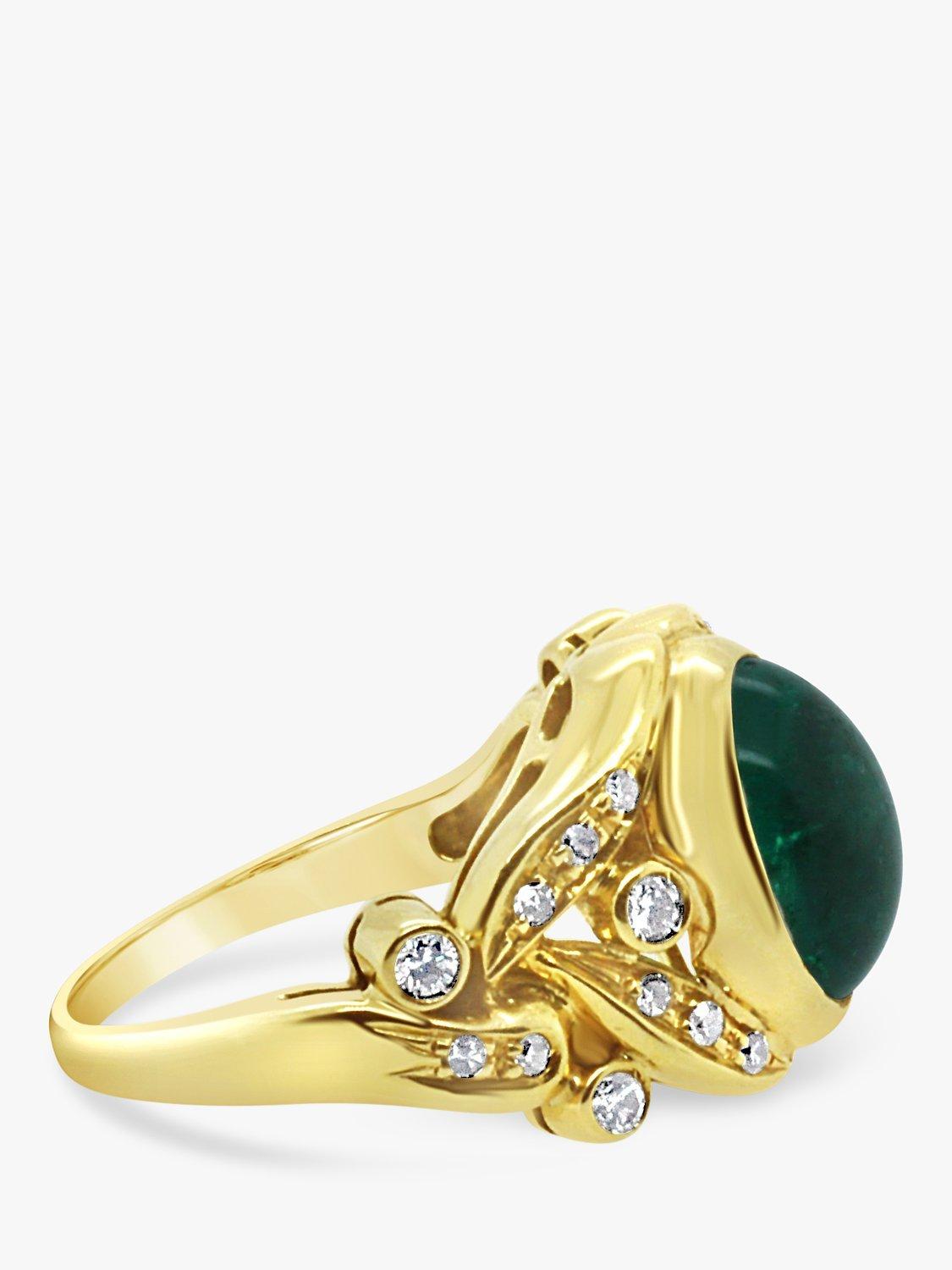 Product image 2 of 3, which shows Milton & Humble Jewellery Pre-Loved 18ct Yellow Gold Polished Emerald & Diamond Ring, Dated Circa 1970s