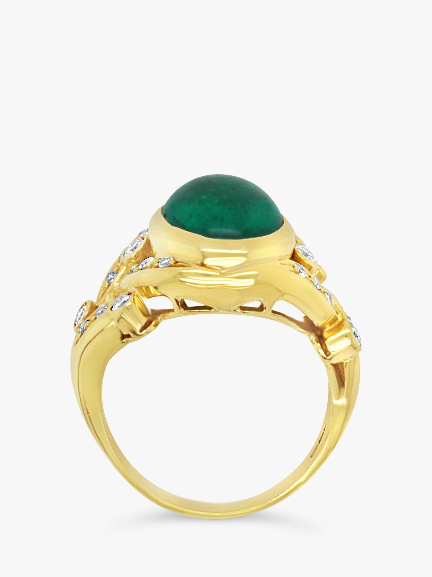 Product image 3 of 3, which shows Milton & Humble Jewellery Pre-Loved 18ct Yellow Gold Polished Emerald & Diamond Ring, Dated Circa 1970s