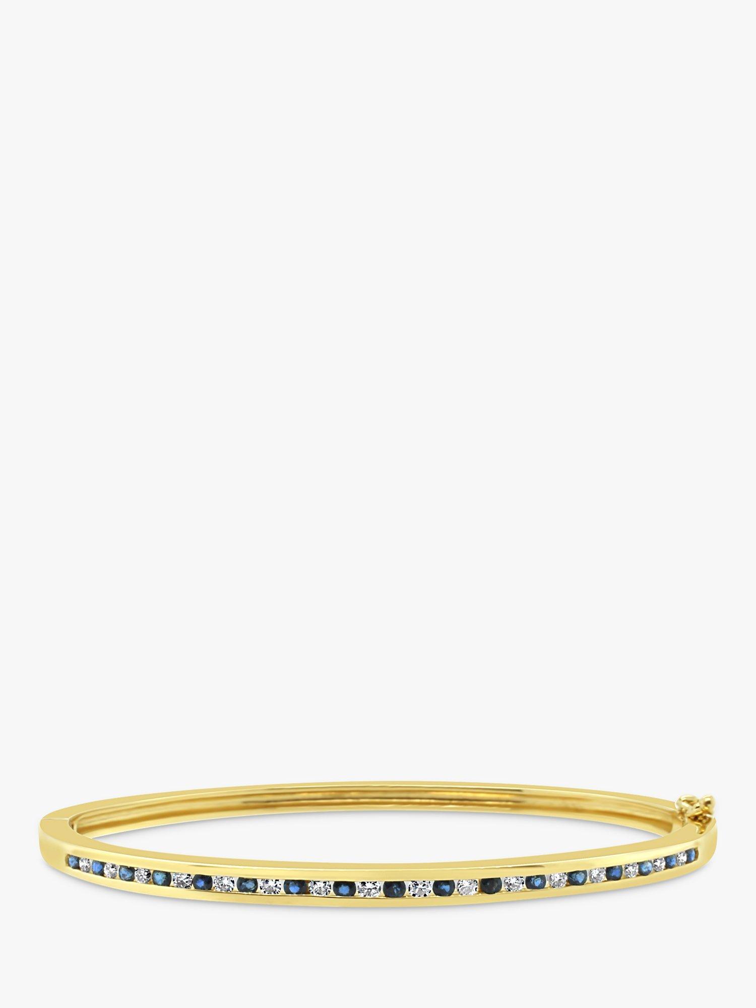 Product image 1 of 3, which shows Milton & Humble Jewellery Pre-Loved 18ct Yellow Gold Diamond & Sapphire Bangle Bracelet, Dated 2007
