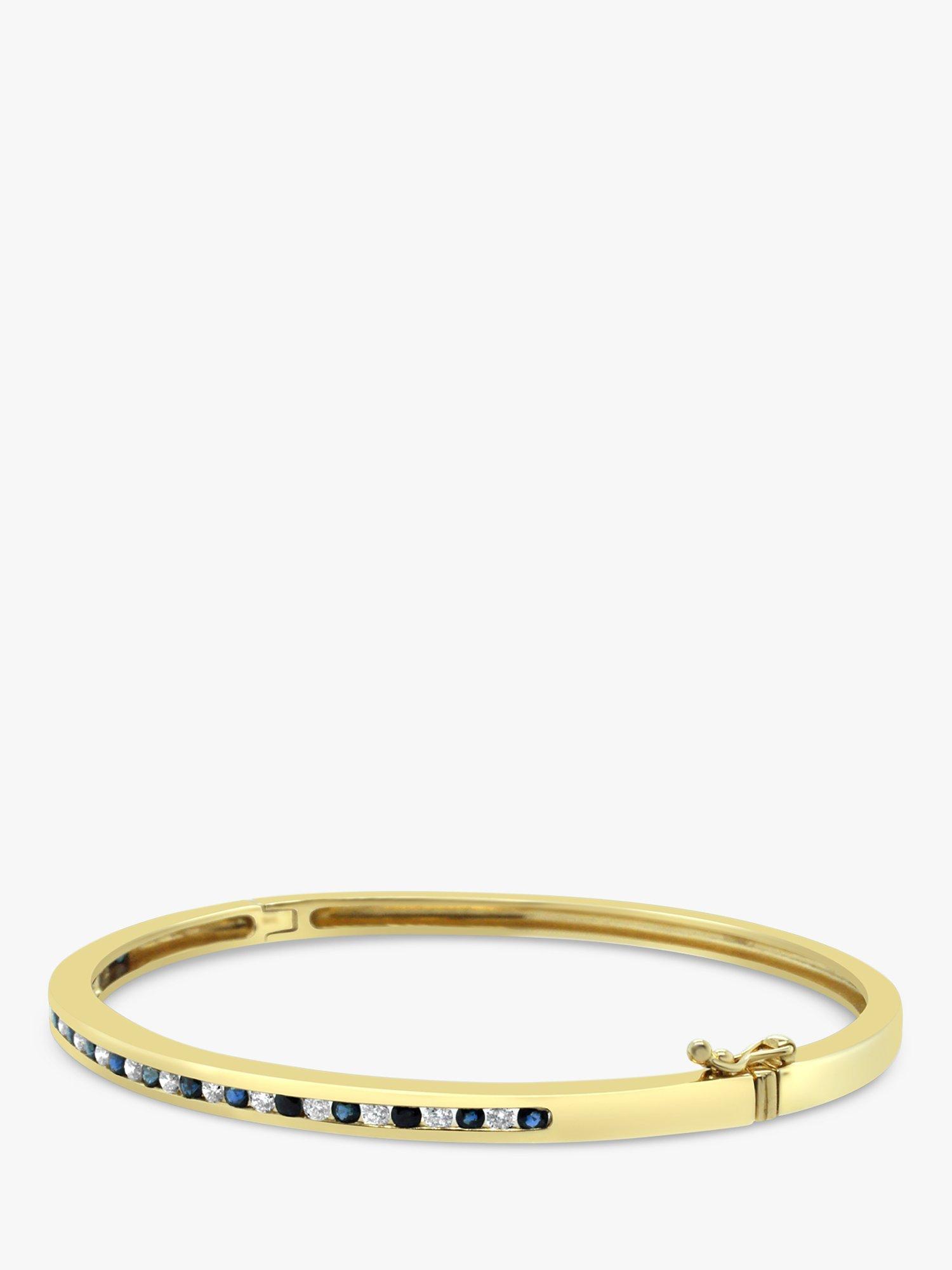 Product image 2 of 3, which shows Milton & Humble Jewellery Pre-Loved 18ct Yellow Gold Diamond & Sapphire Bangle Bracelet, Dated 2007