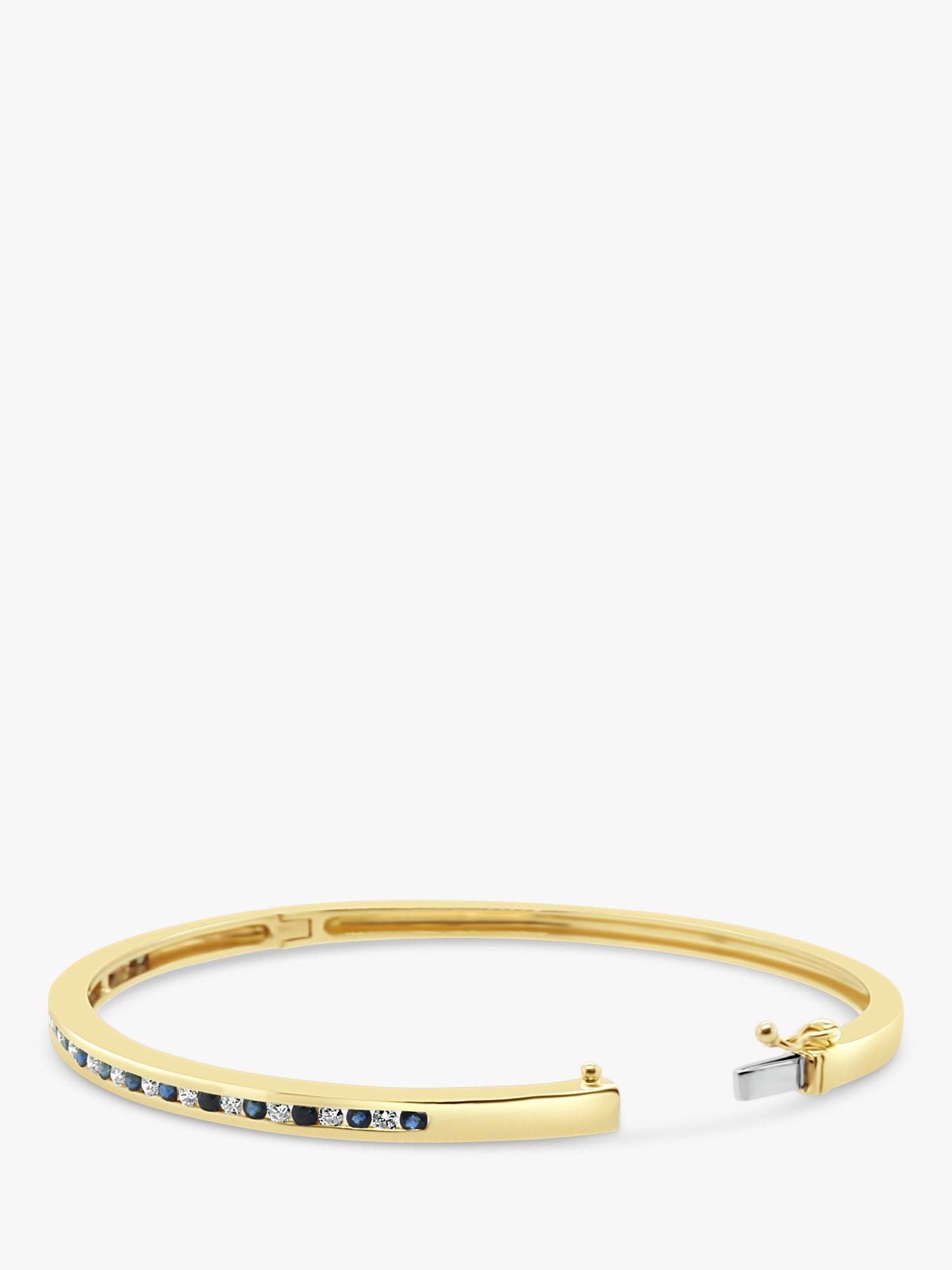 Product image 3 of 3, which shows Milton & Humble Jewellery Pre-Loved 18ct Yellow Gold Diamond & Sapphire Bangle Bracelet, Dated 2007