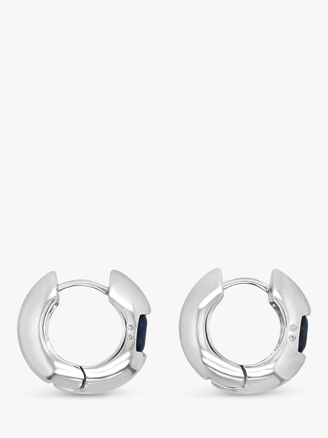 Product image 2 of 4, which shows Milton & Humble Jewellery Pre-Loved 14ct White Gold Sapphire & Diamond Hoop Earrings