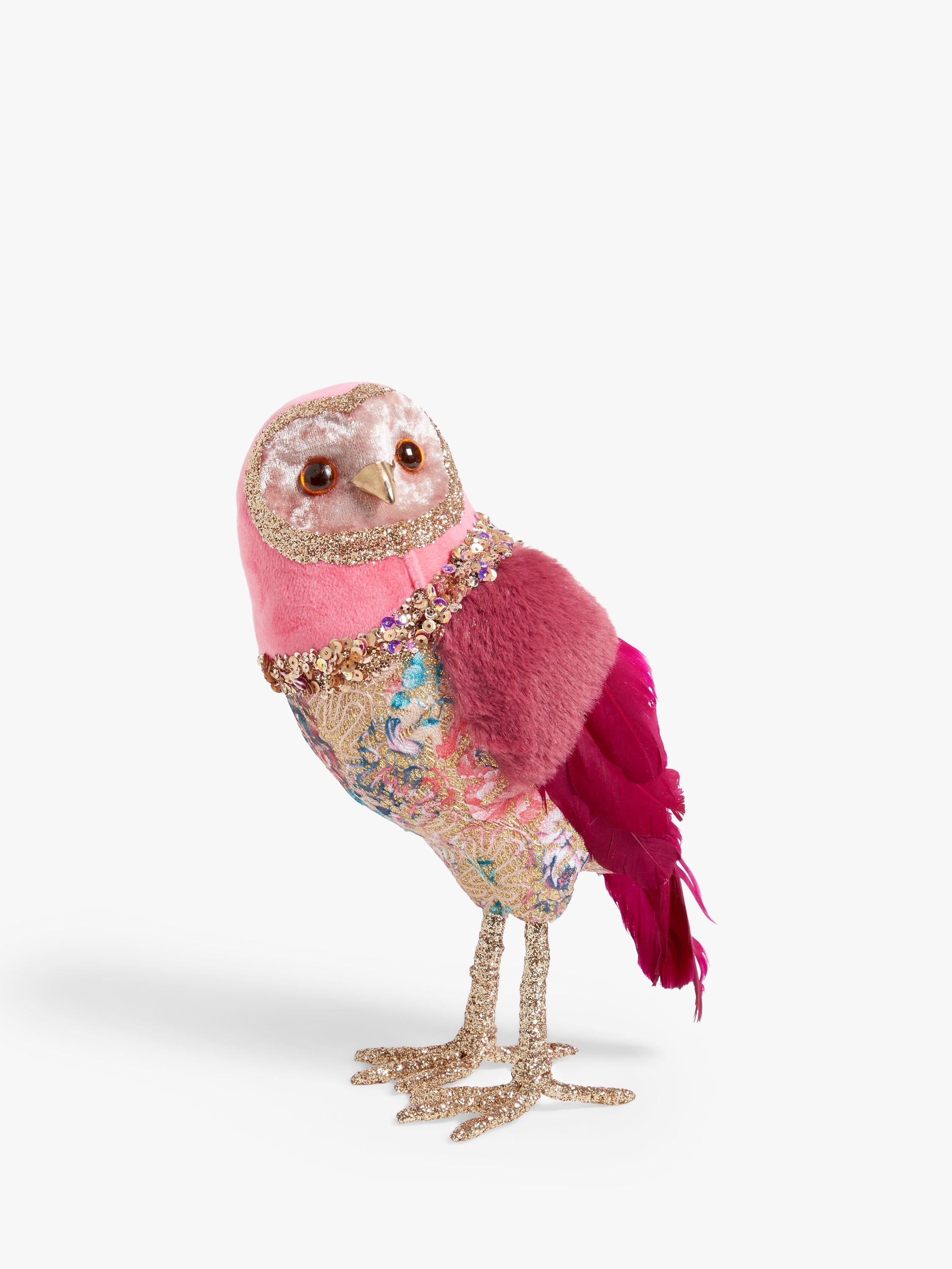 John Lewis Nightlife Small Tapestry Owl Figure, Pink