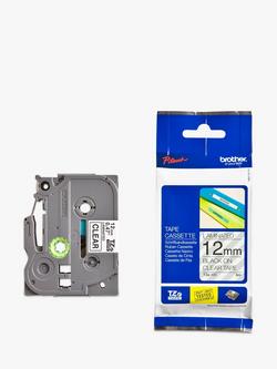 Brother TZe-131 Labelling Tape, Black on Clear, 12mm x 8m, Black On Clear