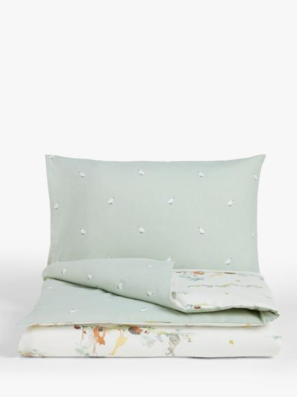 John Lewis Little Animals Toddler Pure Cotton Duvet Cover and Pillowcase Set, Multi - view 2, Multi