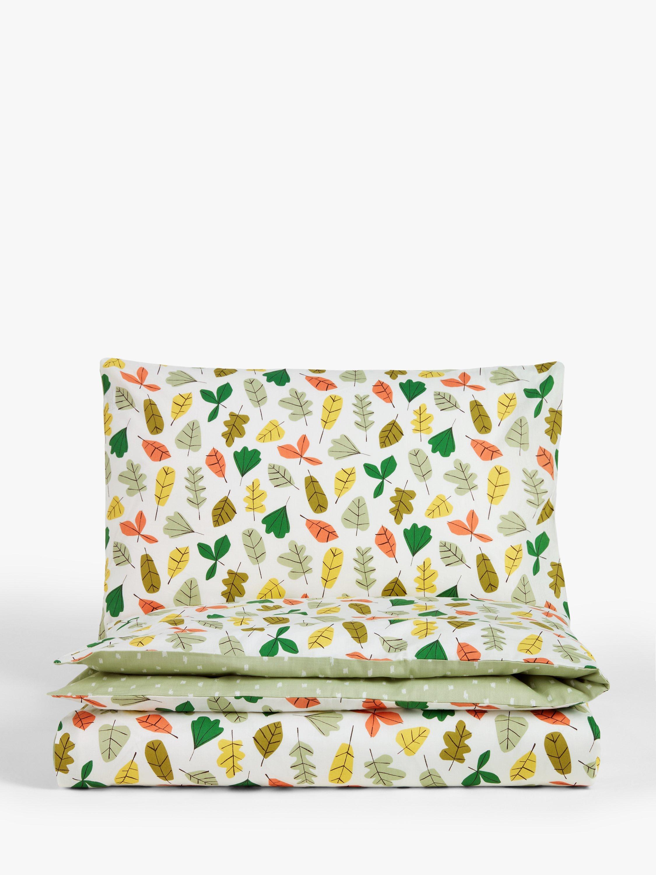 John Lewis Woodland Leaves Print Toddler Pure Cotton Duvet Cover and Pillowcase Set, Multi