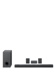 LG S80QR Bluetooth Wi-Fi Soundbar with Meridian Technology, High Resolution Audio, Dolby Atmos, DTS:X, Wireless Subwoofer & Rear Speakers, Dark Steel Silver