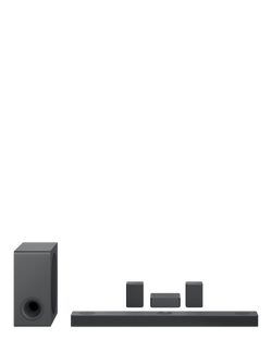 LG S80QR Bluetooth Wi-Fi Soundbar with Meridian Technology, High Resolution Audio, Dolby Atmos, DTS:X, Wireless Subwoofer & Rear Speakers, Dark Steel Silver, Dark Steel Silver