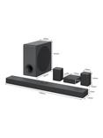 LG S80QR Bluetooth Wi-Fi Soundbar with Meridian Technology, High Resolution Audio, Dolby Atmos, DTS:X, Wireless Subwoofer & Rear Speakers, Dark Steel Silver
