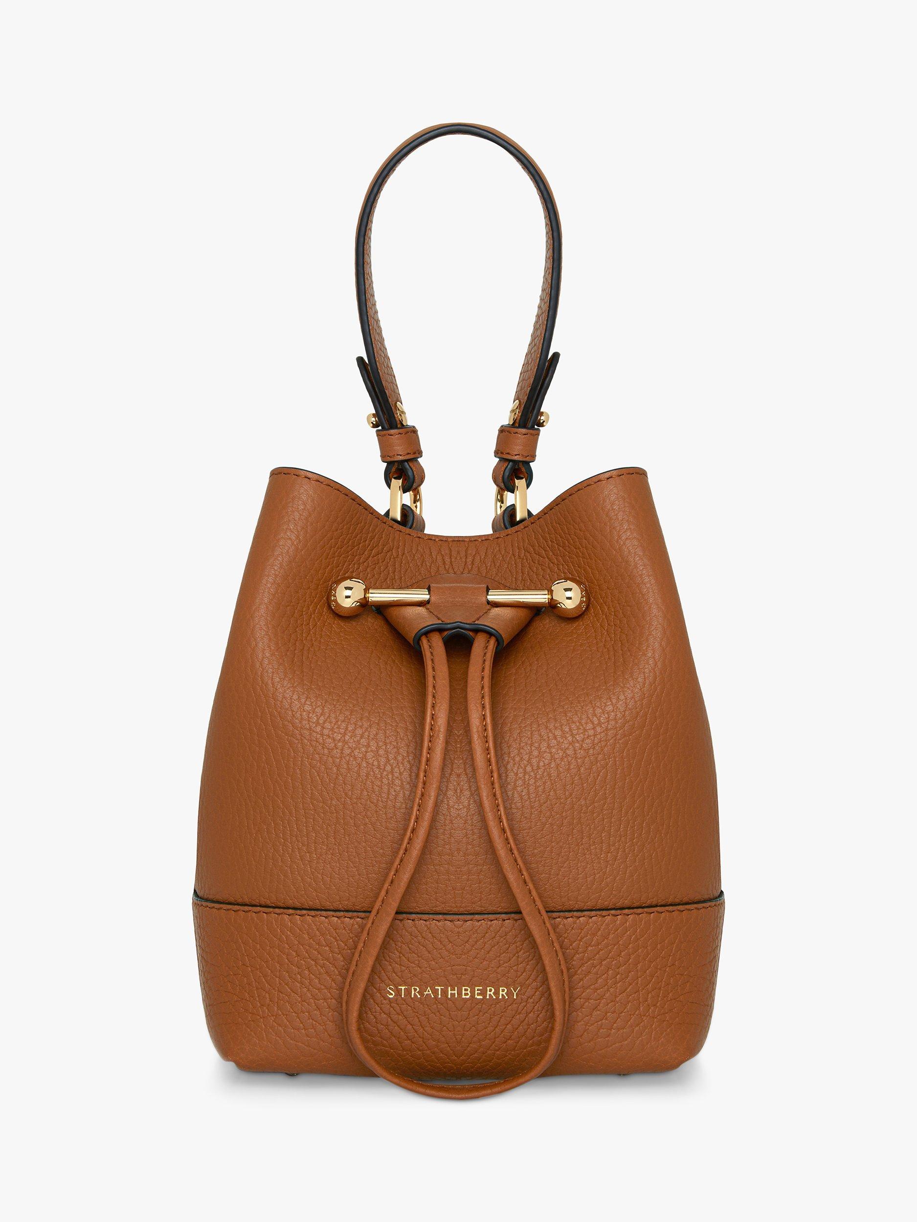 Strathberry Lana Osette Leather Bucket Bag, Tan