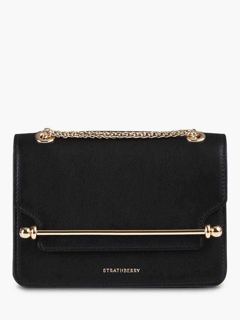 Strathberry East West Mini Leather Cross Body Bag Black