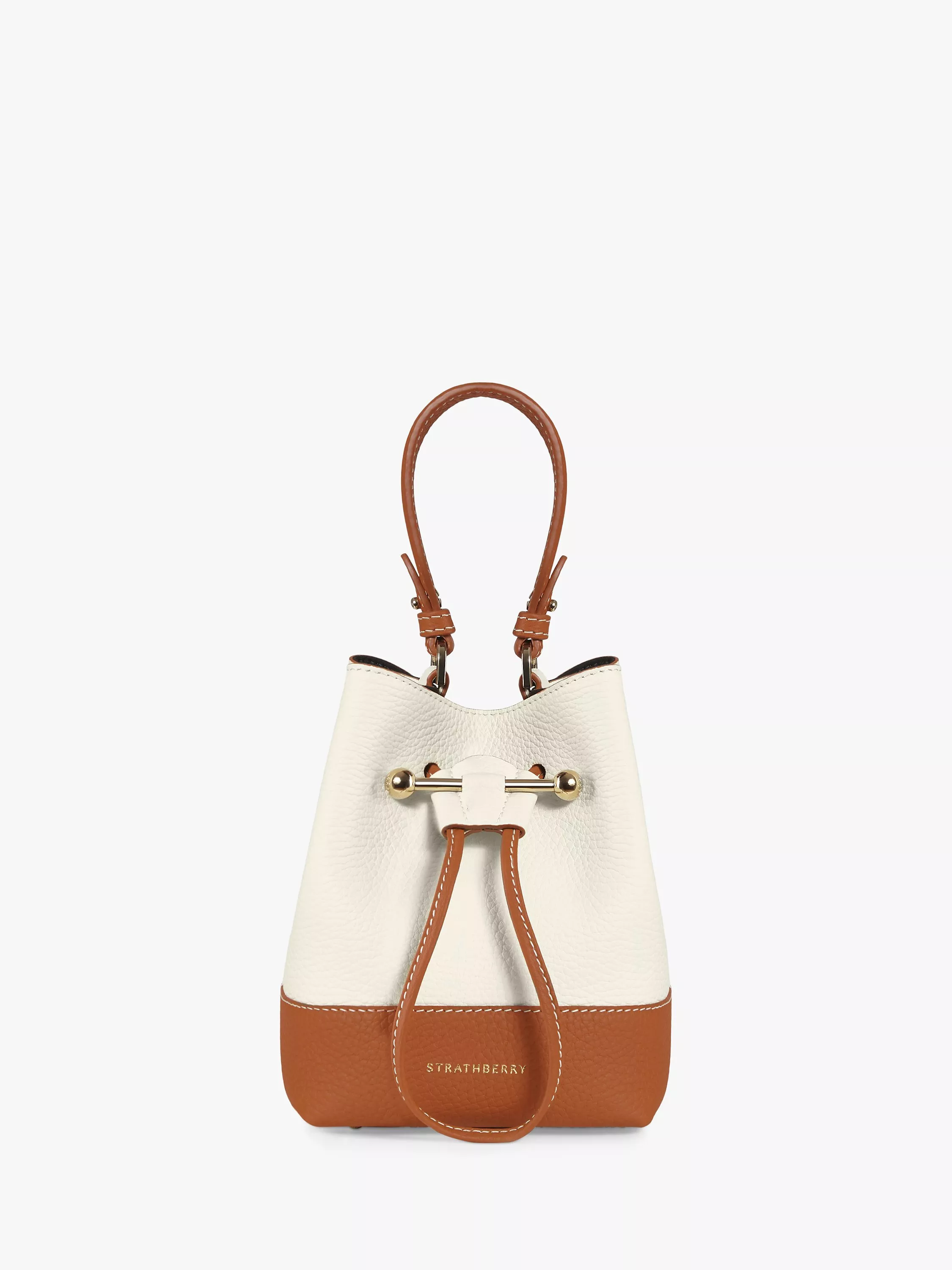 Strathberry Lana Osette Leather Bucket Bag Vanilla