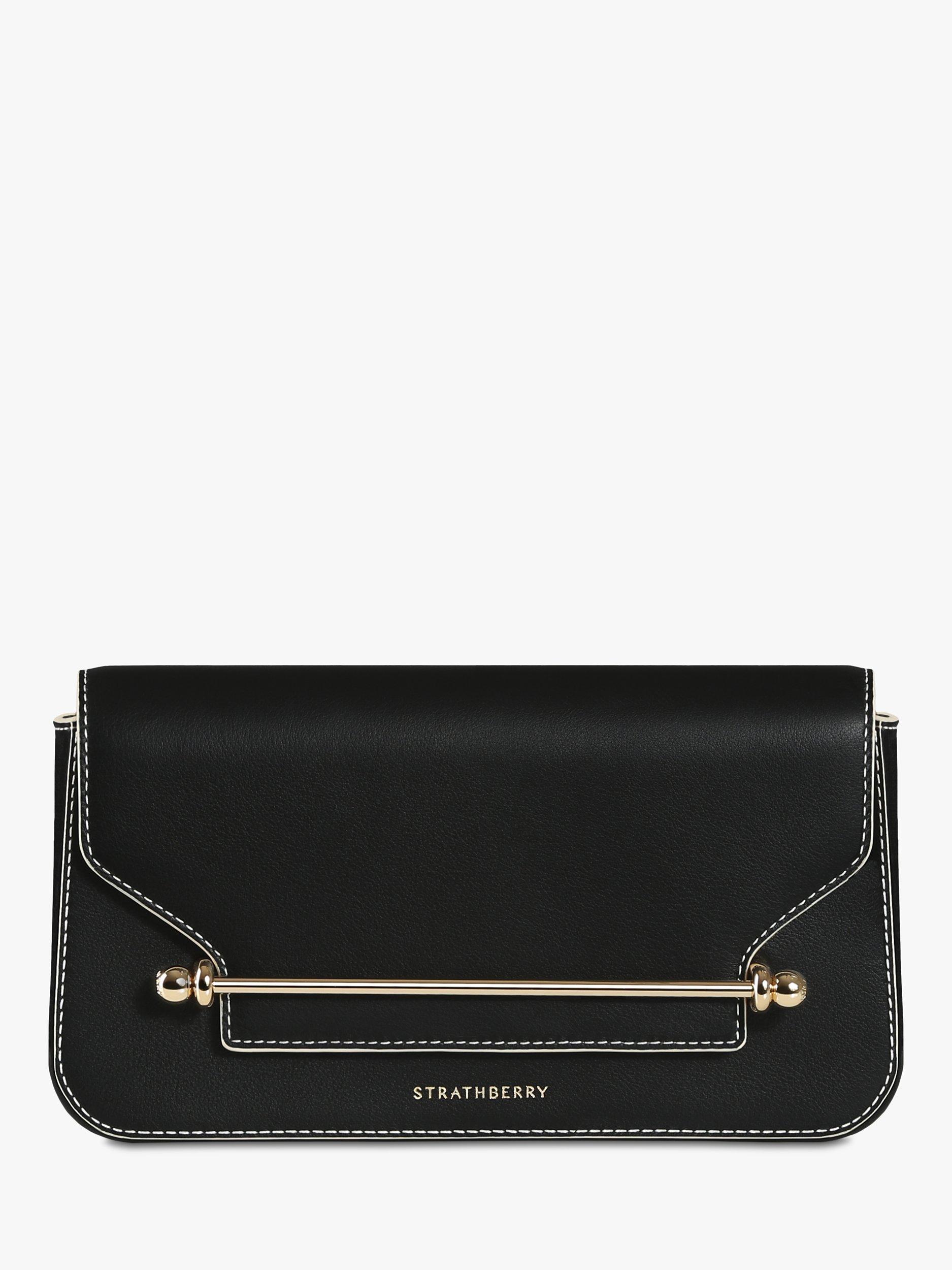 Strathberry East/West Omni Leather Clutch Bag, Black