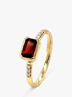 E.W Adams 9ct Yellow Gold Diamond & Garnet Cocktail Ring, N, Gold/Red
