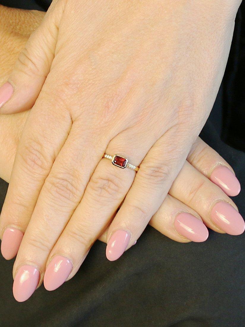 E.W Adams 9ct Yellow Gold Diamond & Garnet Cocktail Ring, N