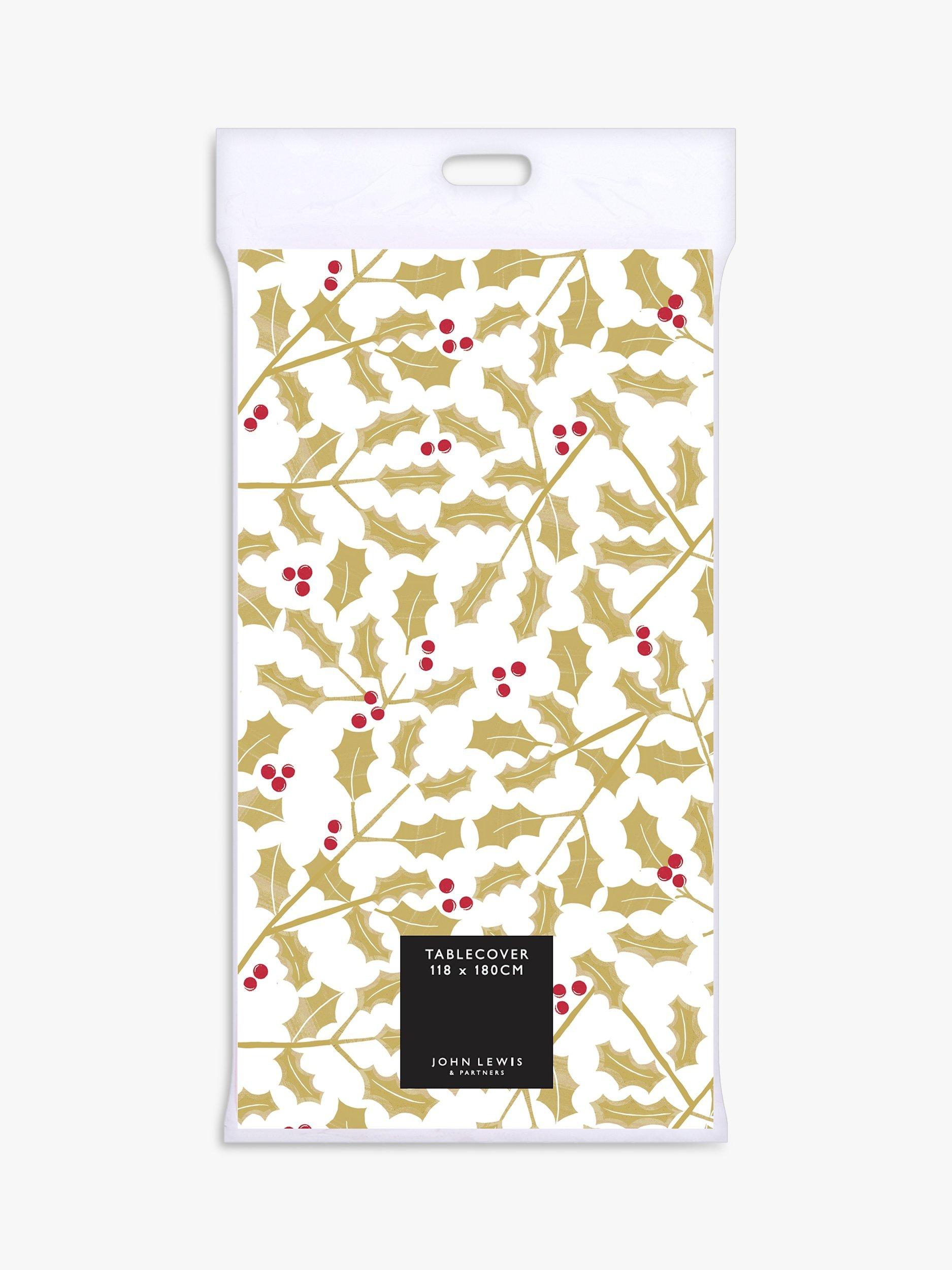 John Lewis Holly Forest Christmas Paper Tablecloth, Gold