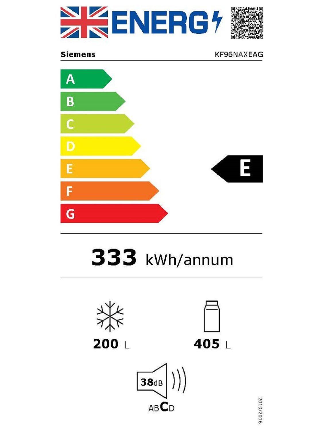 This item is rated E for energy efficiency on a scale from A (most efficient) to G (least efficient).