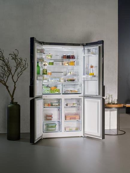 Siemens iQ300 KF96NAXEAG Freestanding 65/35 American Fridge Freezer, Black Stainless Steel - view 2, Black Stainless Steel
