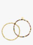 Estella Bartlett Coco Tourmaline Beaded Double Bracelet, Pack of 2, Gold/Multi