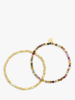 Estella Bartlett Coco Tourmaline Beaded Double Bracelet, Pack of 2, Gold/Multi, Gold/Multi