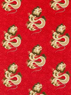 Sanderson Water Dragon Velvet Furnishing Fabric, Cinnabar Red, Cinnabar Red