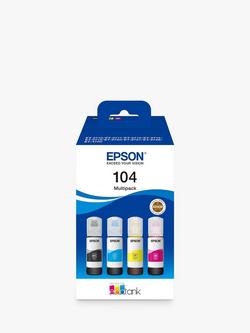 Epson EcoTank 104 Ink Bottle, Pack of 4, Multi, Multi