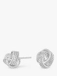 Simply Silver Sterling Silver 925 Mesh Knot 4mm Stud Earrings, Silver