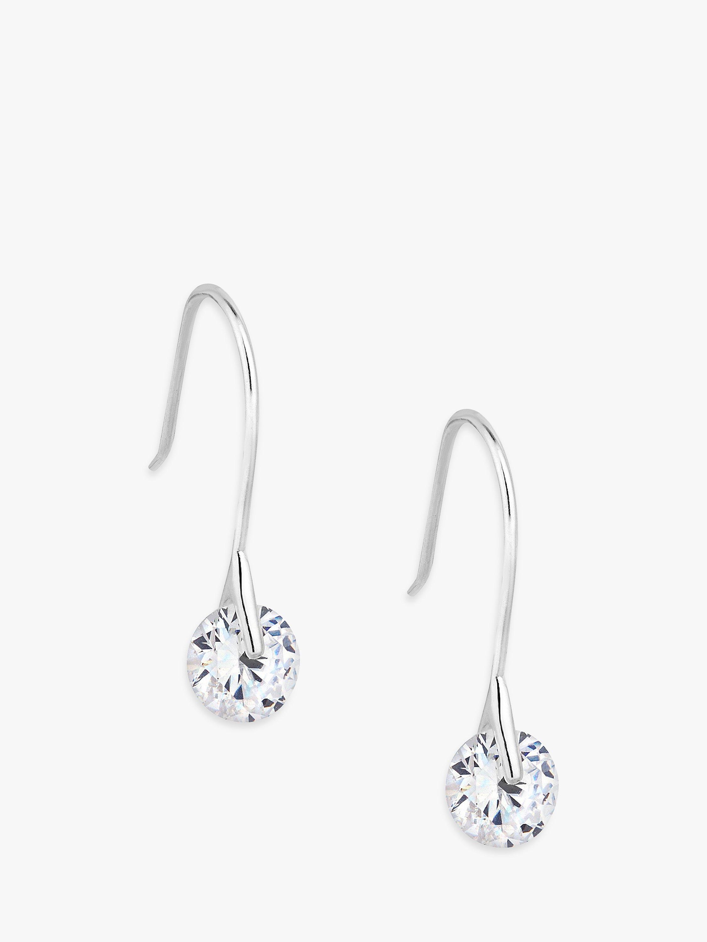 Product image 1 of 2, which shows Simply Silver Cubic Zirconia Drop Earrings, Silver