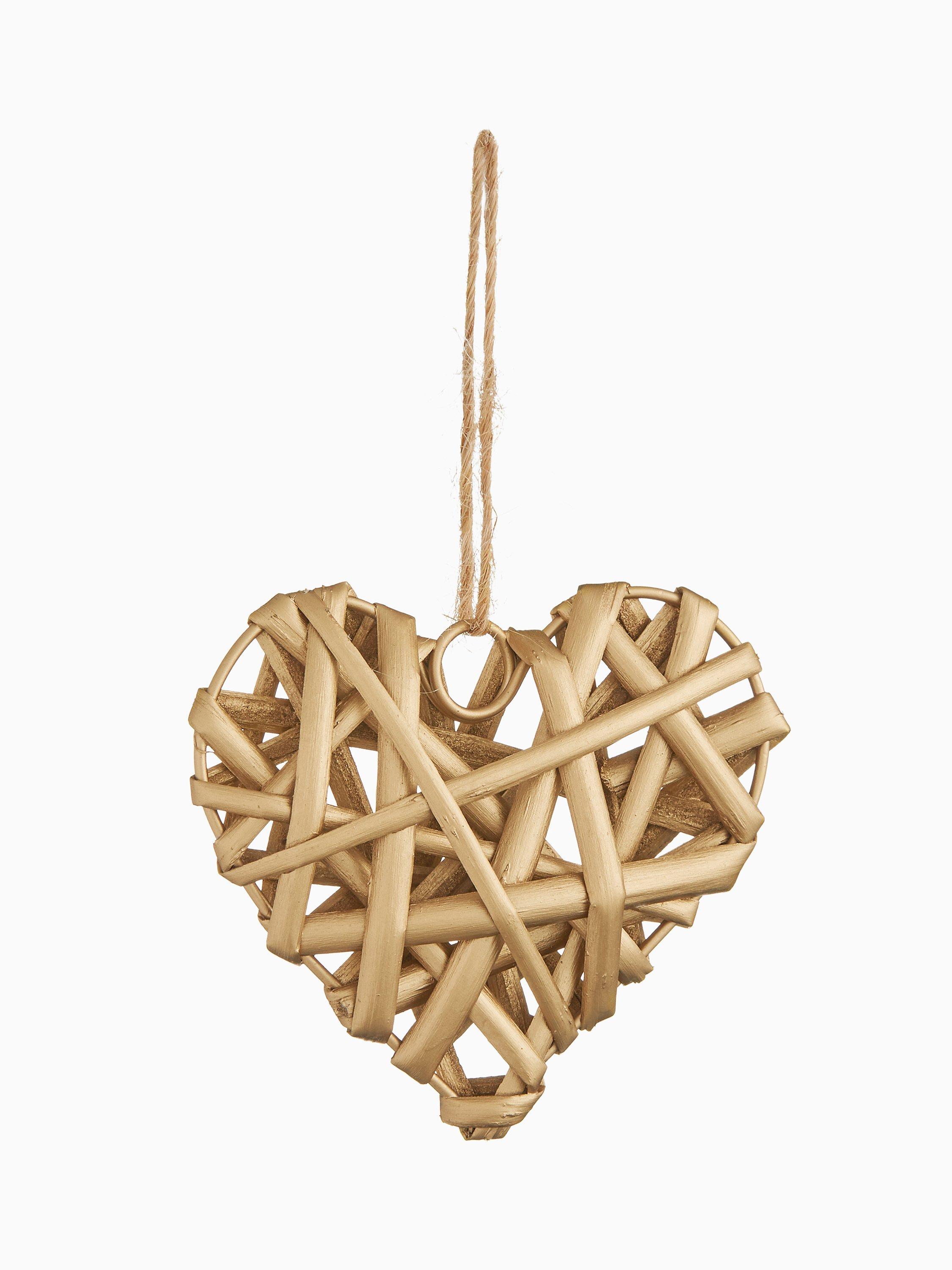 John Lewis Winter Fayre Wicker Heart Tree Decoration
