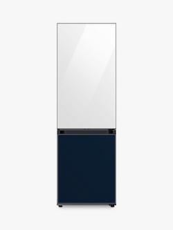 Samsung Bespoke RB34A6B2E8A Freestanding 70/30 Fridge Freezer, White/Navy, White And Navy