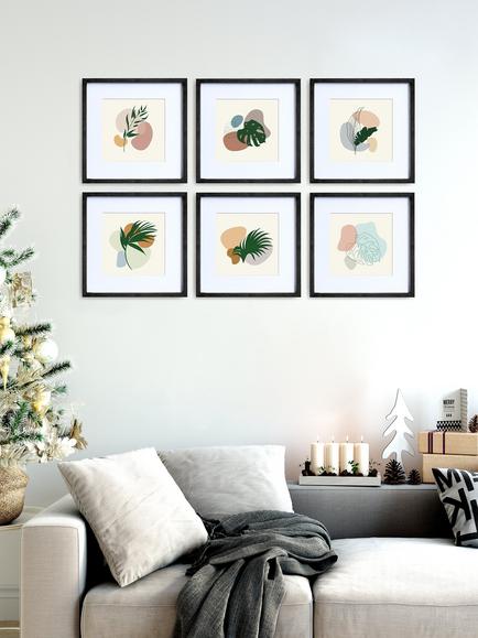nielsen Gallery Square Photo Frame & Mount Set, 6 Photo, 8 x 8" (20 x 20cm), Black, Black