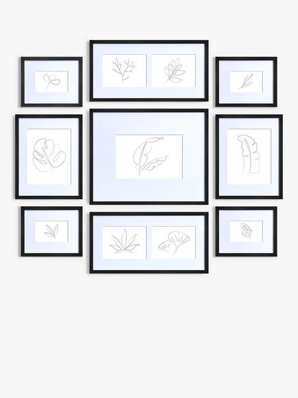 nielsen Gallery Multi-aperture Photo Frame Set, 11 Photo, Black, Black