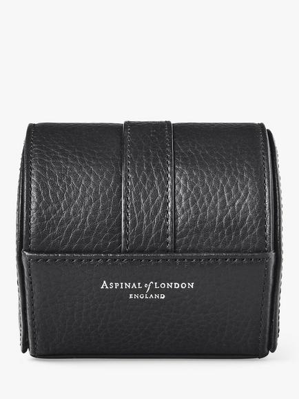 Aspinal of London Pebble Leather Travel Watch Roll - view 2, Black