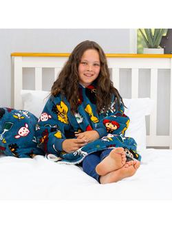Harry Potter Hugzee Oversized Fleece Hooded Blanket, Blue/Multi - view 2, Blue/Multi