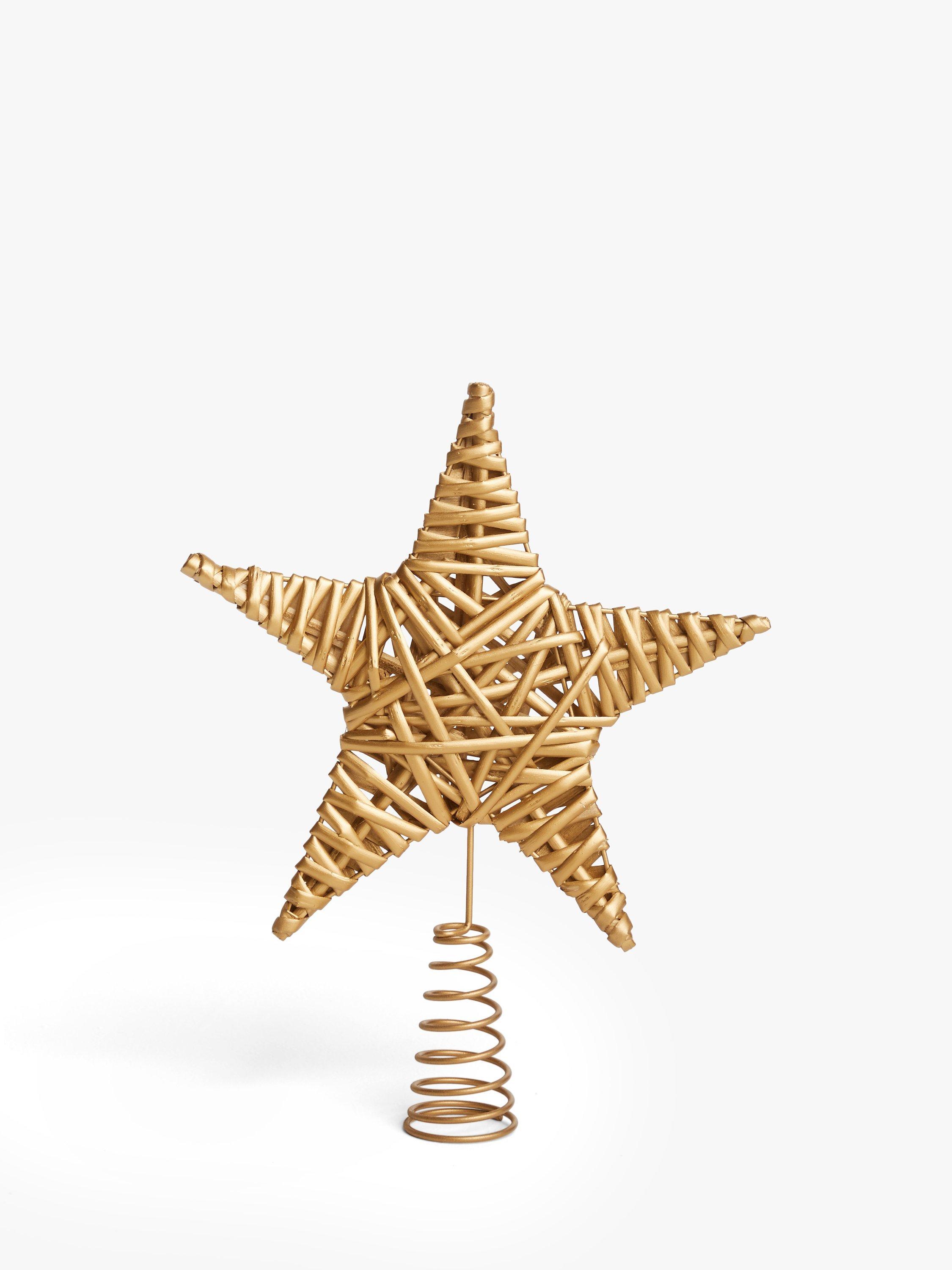 John Lewis Community Garden Wicker Star Tree Topper, Gold
