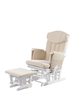 Kub Chatsworth Glider Nursing Chair and Footstool, White Wood/Oatmeal