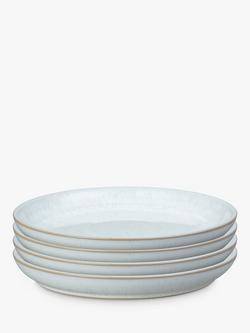 Denby White Speckle Stoneware Medium Coupe Plates, Set of 4, 21cm, White, White